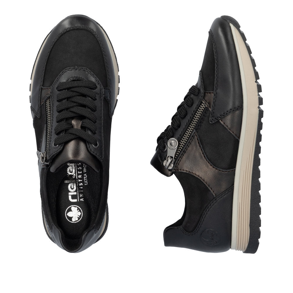Rieker - 49010 Black/Bronze Zip Trainer