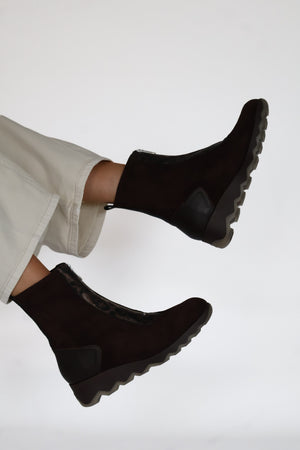 Wonders - C-7632 Brown Suede Zip Ankle Boot