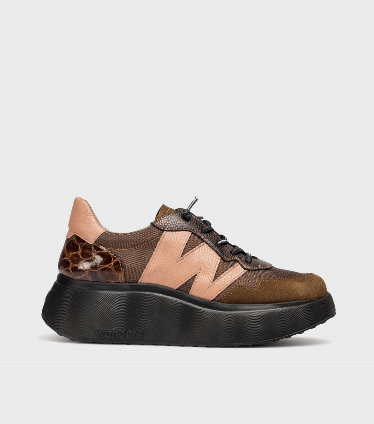 Wonders - A-3631 Brown Wedge Elastic Trainer