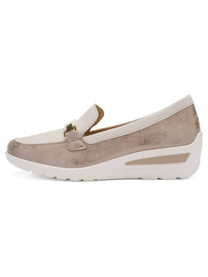 Ara - 50360 Cream and Gold Wedge Loafer