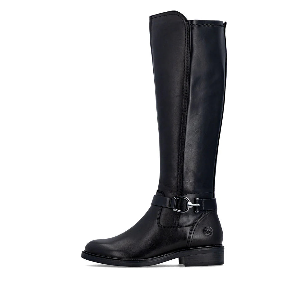 Remonte - D2W77 Black Leather Knee High Boot