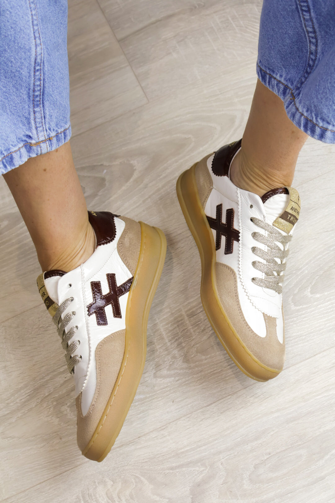 Another Trend - A203 White & Brown Trainer