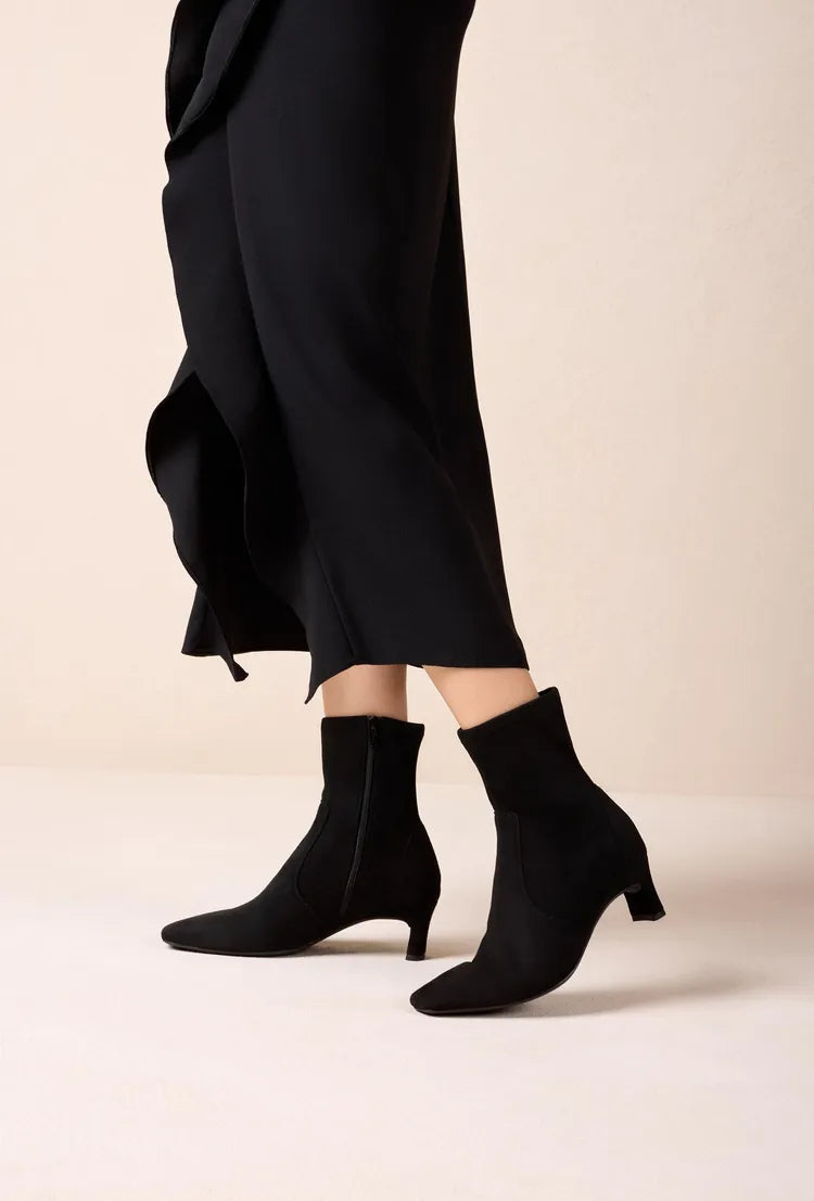 Unisa - Jarret Black Kitten Heel Sock Boot