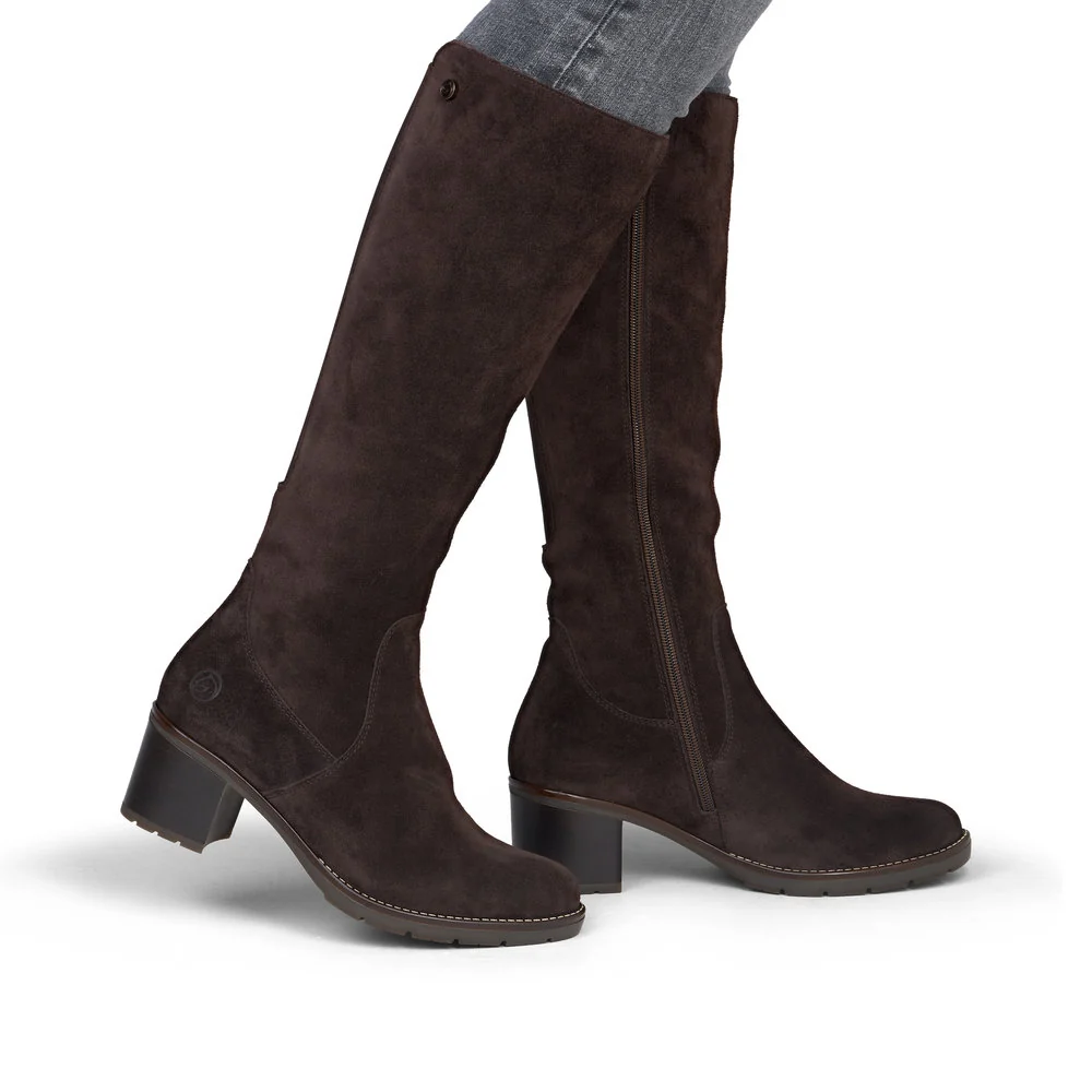 Remonte - D2A78 Brown Suede Elastic Knee High