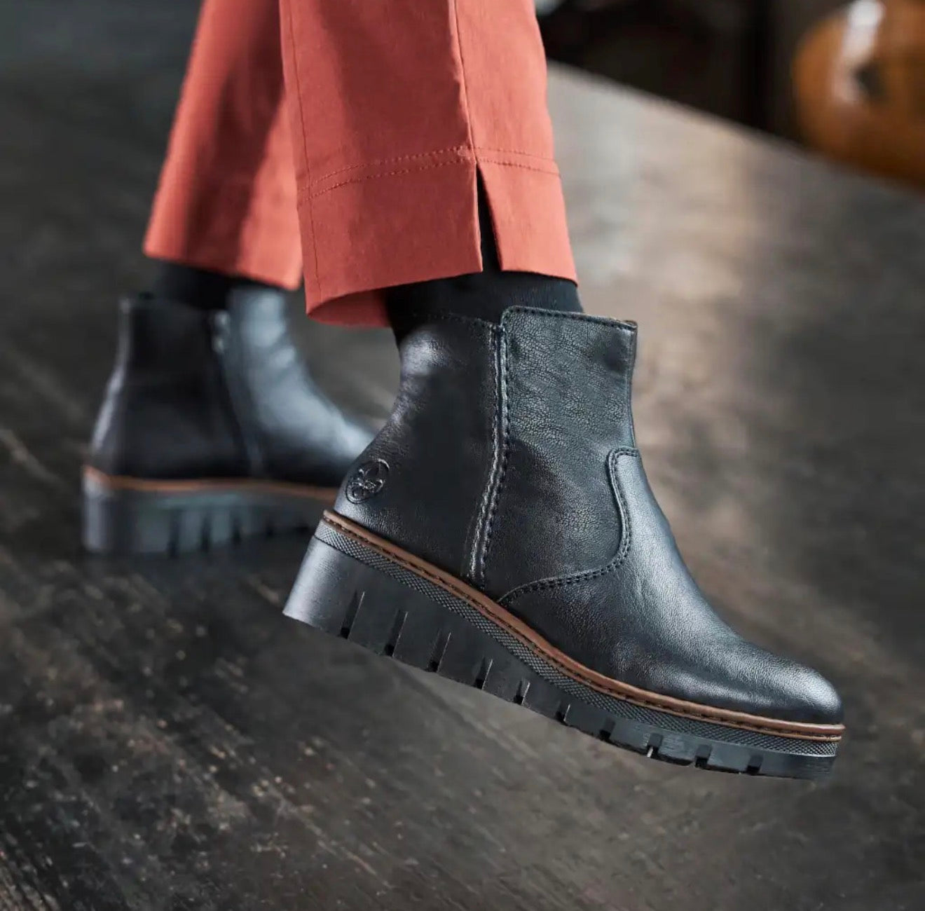 Rieker - X9165 Black Wedge Ankle Boot