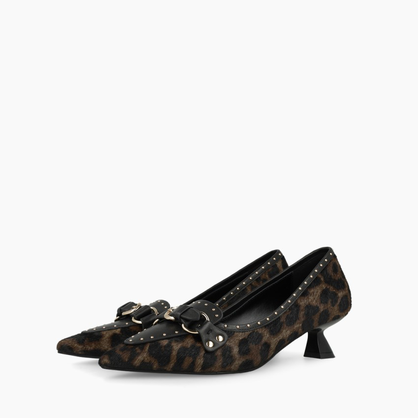 Lodi - A-Casion Brown/Black Kitten Heel Court