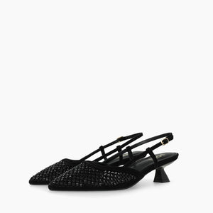 Lodi - Casia Black Kitten Heel Slingback