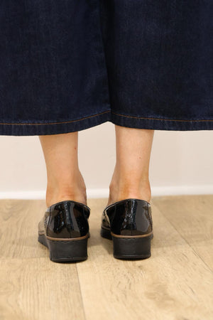 Rieker - 53751 Black Patent Wedge Loafer