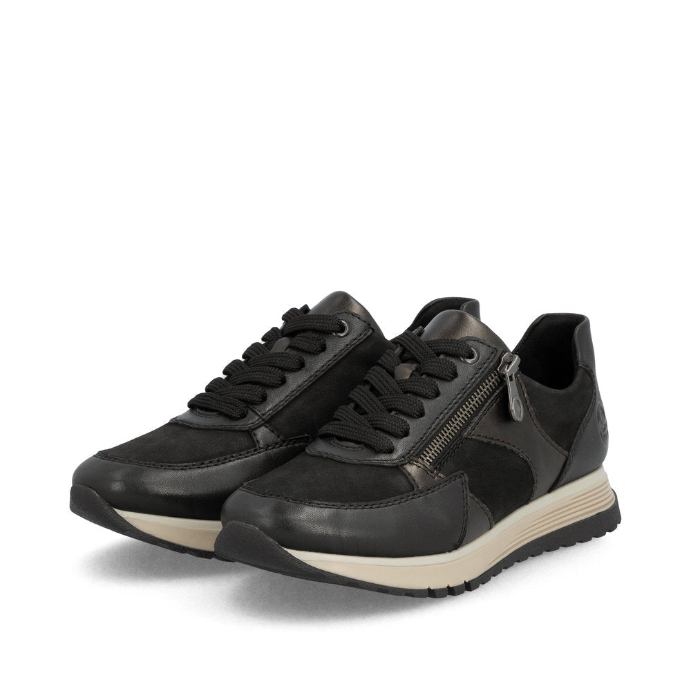 Rieker - 49010 Black/Bronze Zip Trainer