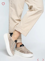 Ara - 46709 Monaco Beige Shimmer Platform Trainer