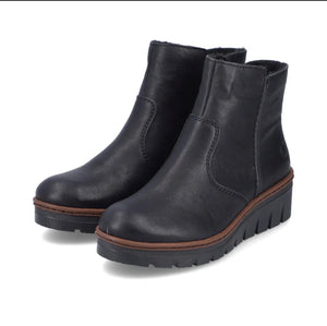 Rieker - X9165 Black Wedge Ankle Boot