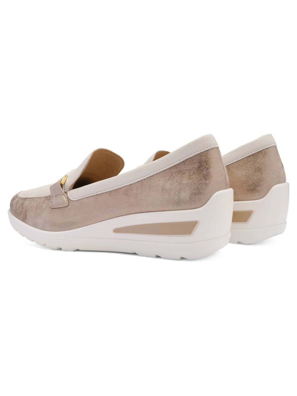 Ara - 50360 Cream and Gold Wedge Loafer