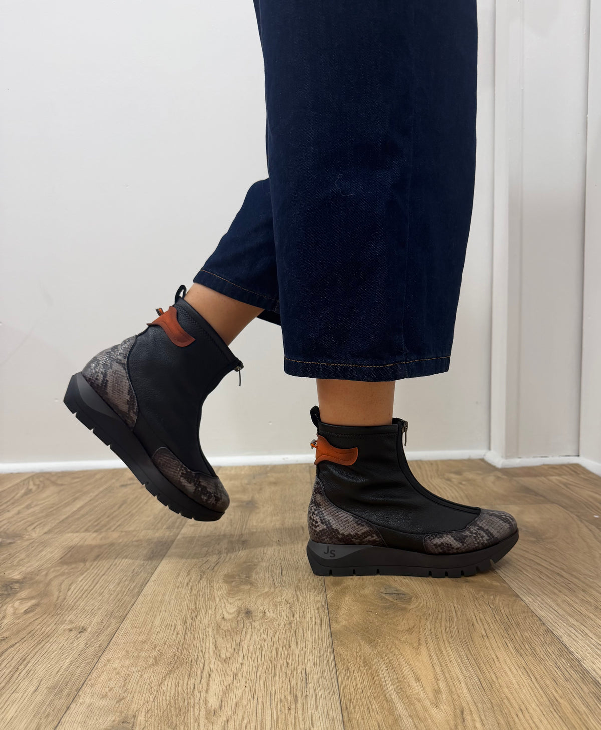 Jose Saenz - 2269 Black Snake Sock Ankle Boot