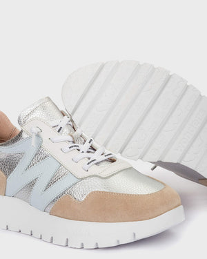 Wonders - A-24101 Beige and Silver Slip On Trainer
