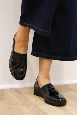 Rieker - 53751 Black Patent Wedge Loafer