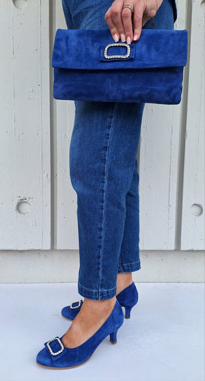 Le Babe - 3037S3 Blue Diamonte Kitten Heel Court