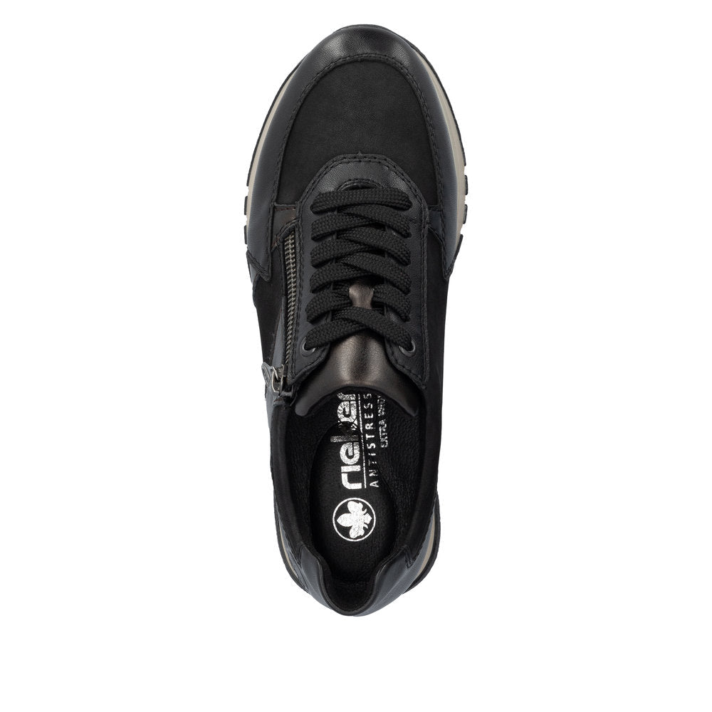 Rieker - 49010 Black/Bronze Zip Trainer