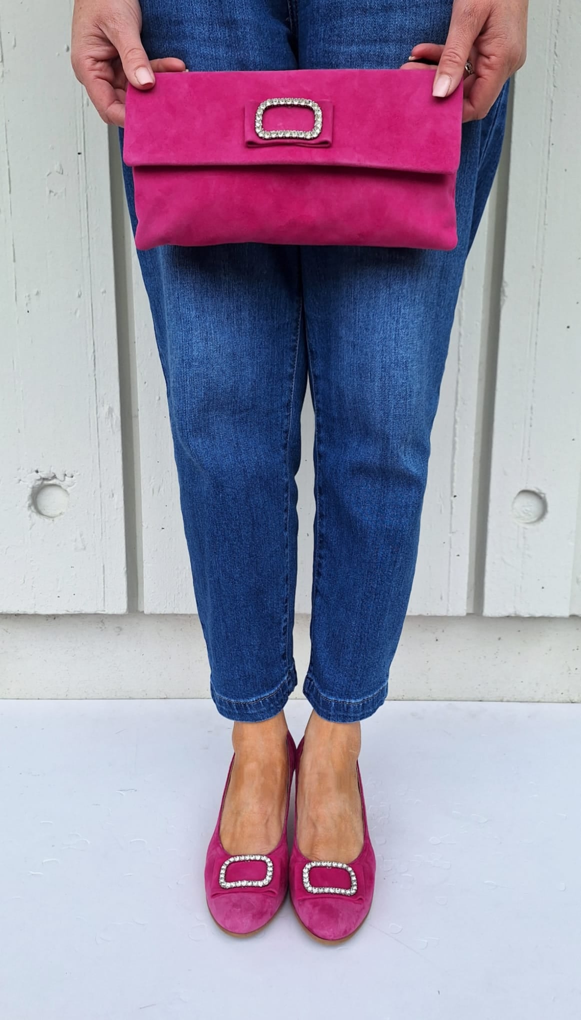 Le Babe - 3037 Fuschia Pink Diamonte Kitten Heel