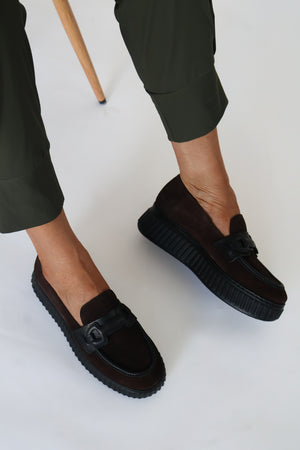 Wonders - A-5203 Brown Suede Wedge Loafer