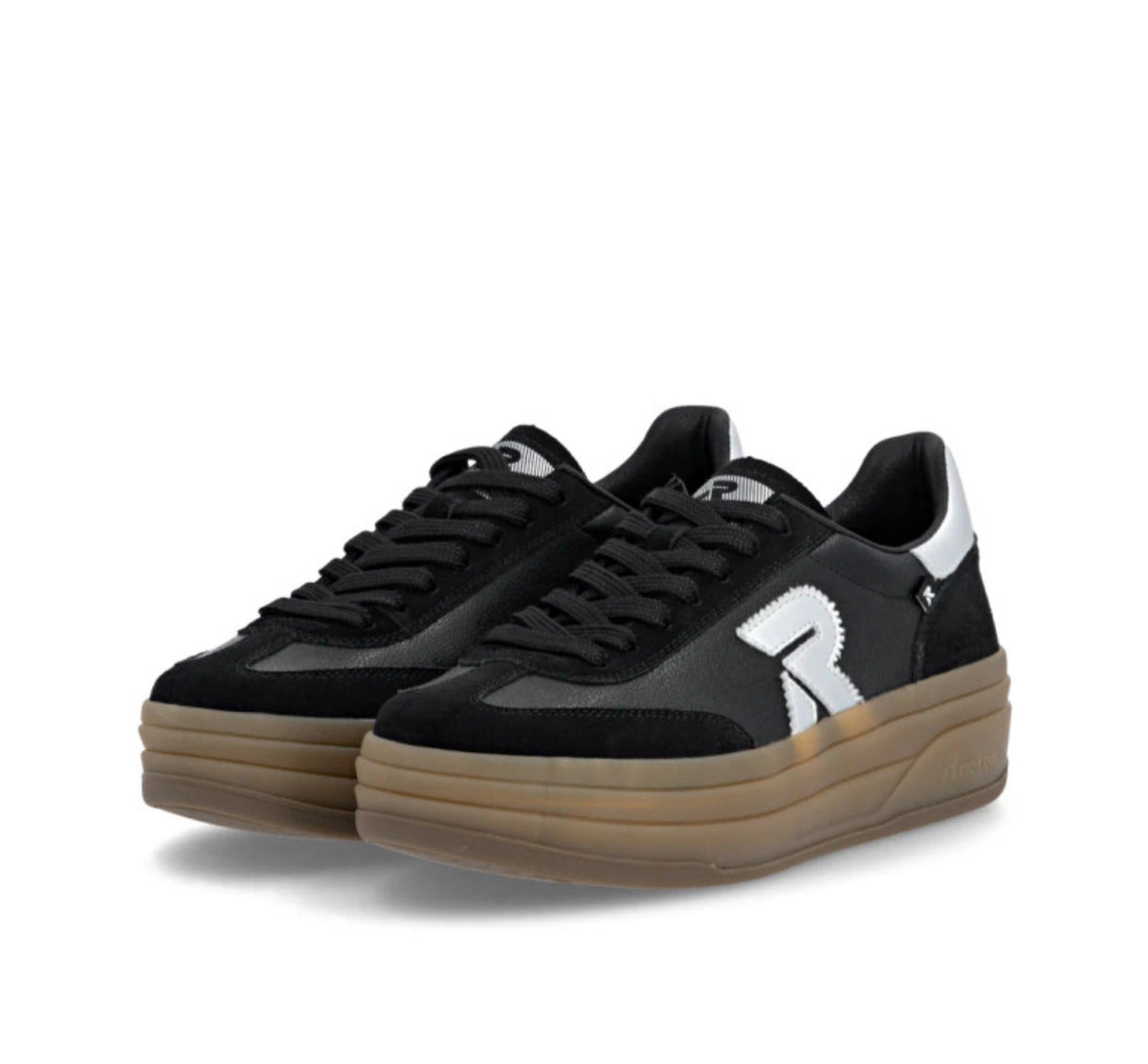 Rieker - W3700 Black and Silver Platform Trainer