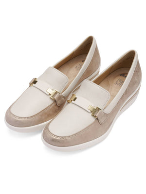 Ara - 50360 Cream and Gold Wedge Loafer