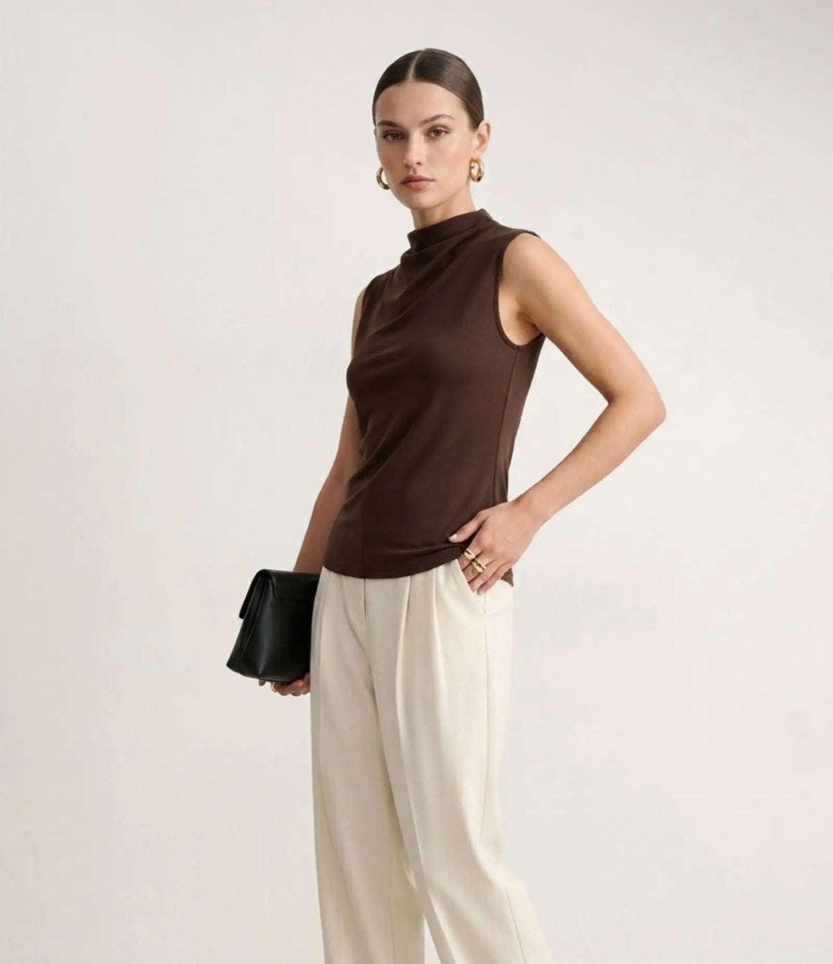 Anna - Brown Sleeveless Top