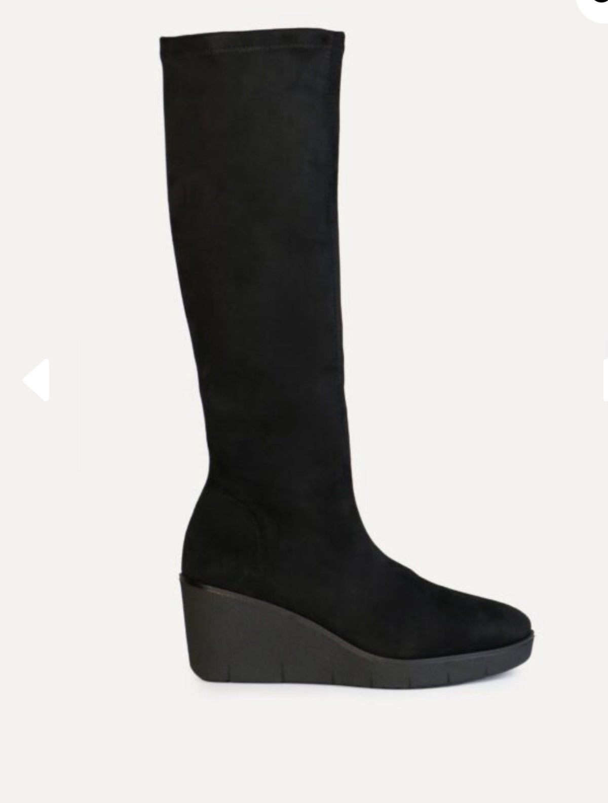 Miss Elastic - 76193 Black Wedge Sock Boot