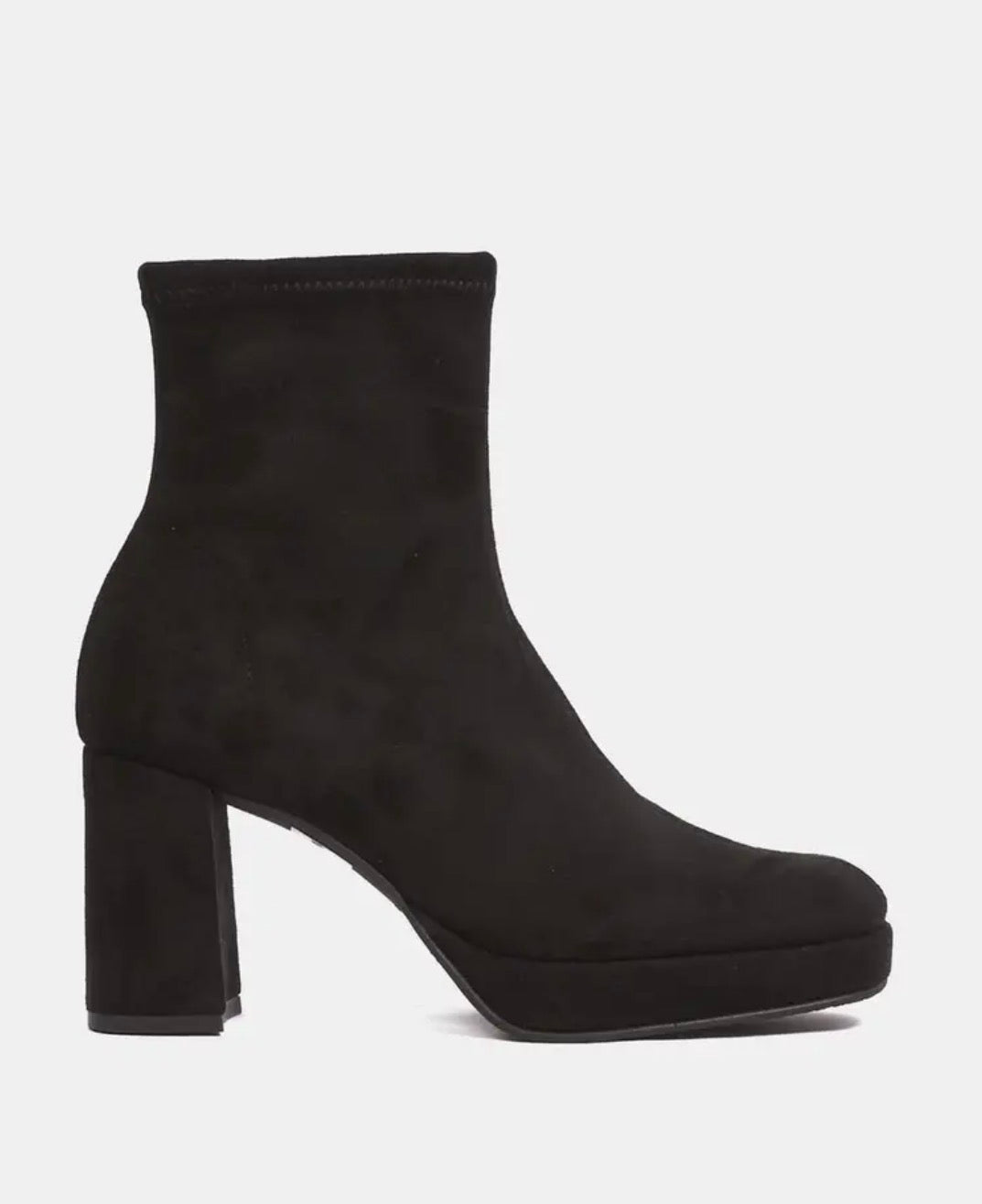 Miss Elastic - 77030 Black Suede Platform Ankle Boot