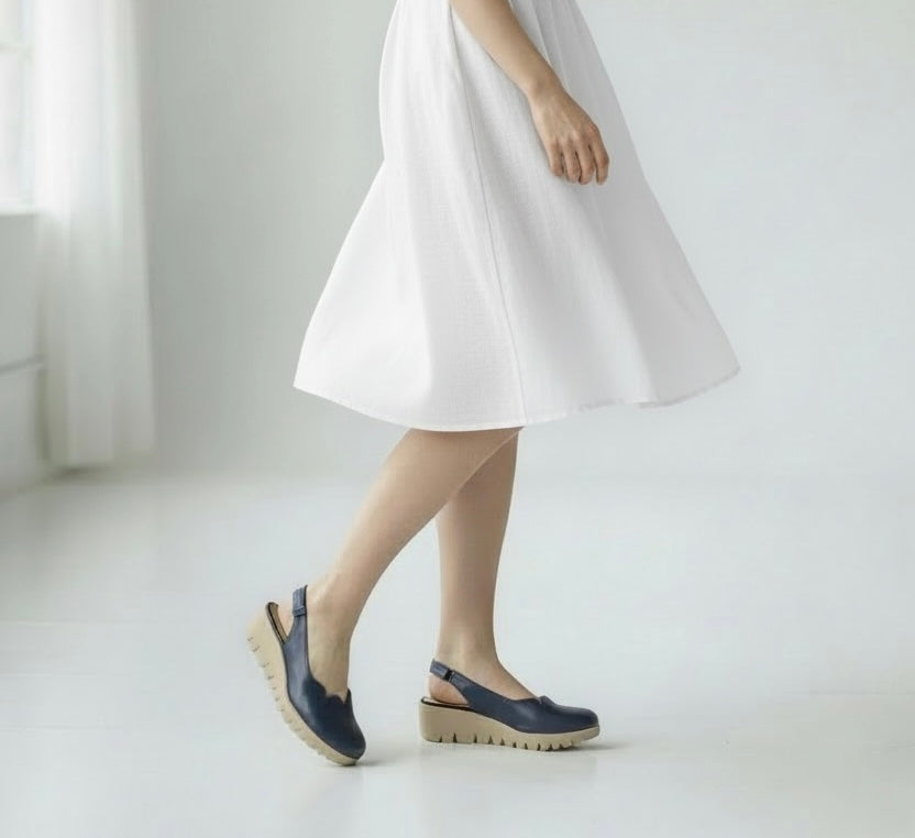 Wonders - C-33260 Navy Wedge Slingback