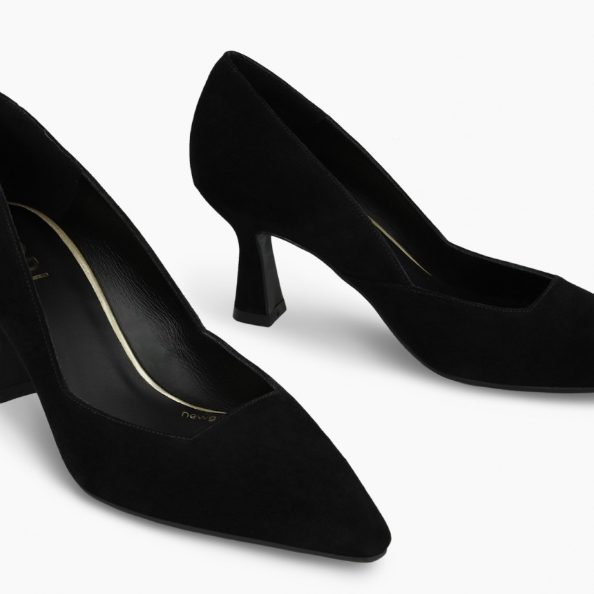 Lodi - Genius Black Suede Court Shoe