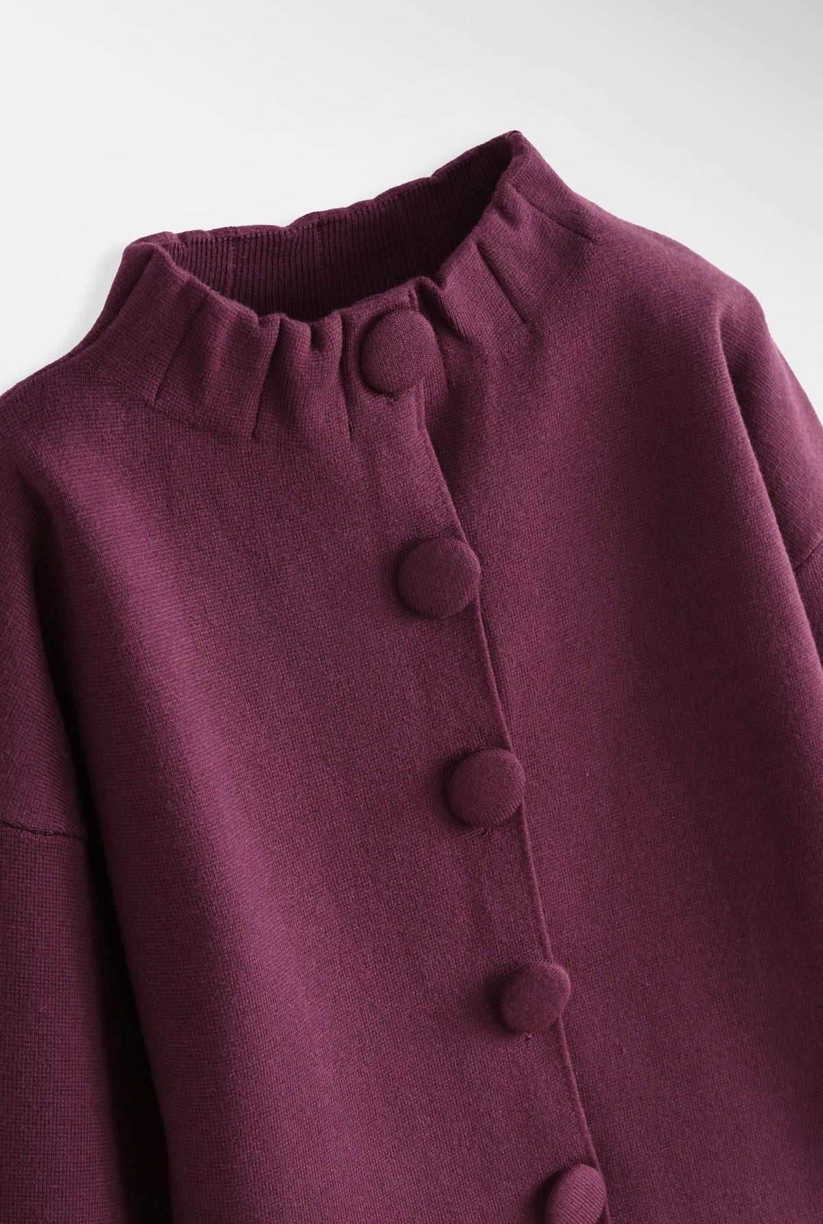 Anna - Burgundy Funnel Neck Cardigan