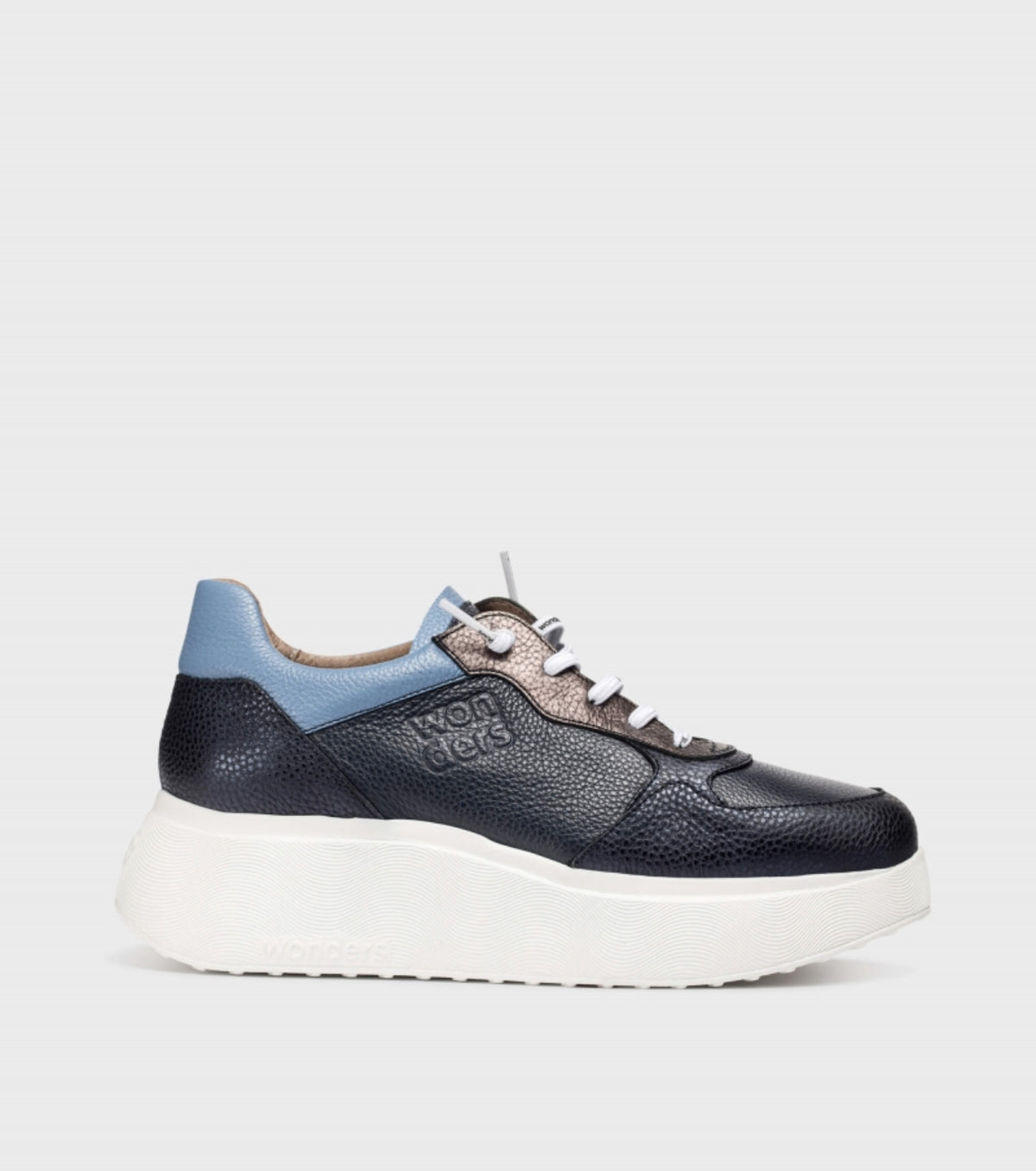 Wonders - A-3630 Navy Wedge Elastic Trainer