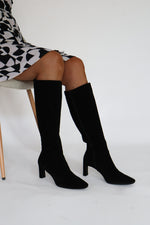 Wonders - M-6305 Black Suede Knee high