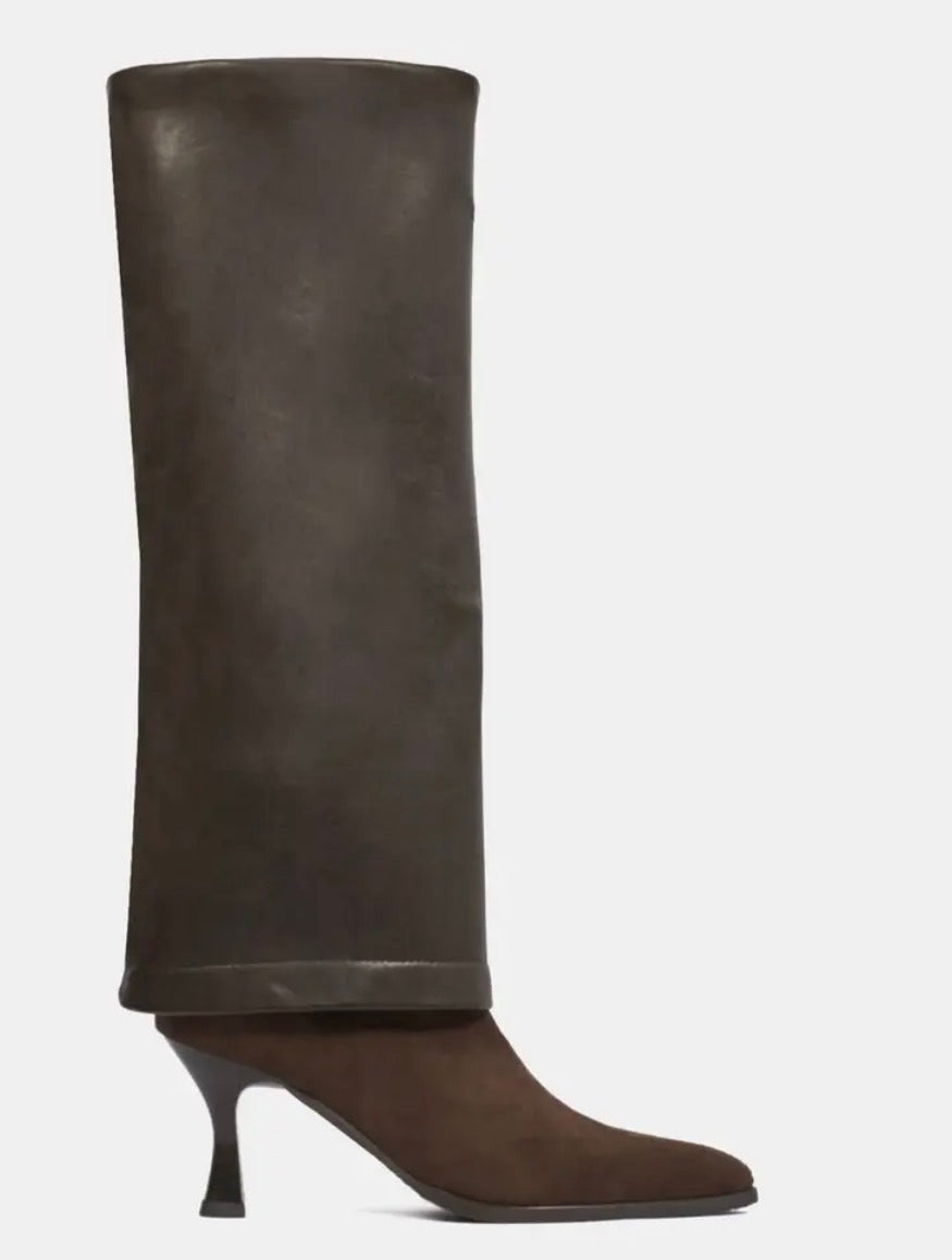 Miss Elastic - 77068 Brown Med Calf Pointy Toe