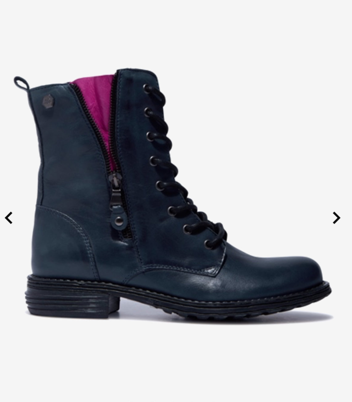 Carl Scarpa - Paulette Navy and Pink Biker Boot