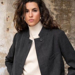 Anna - Charcoal Cropped Blazer