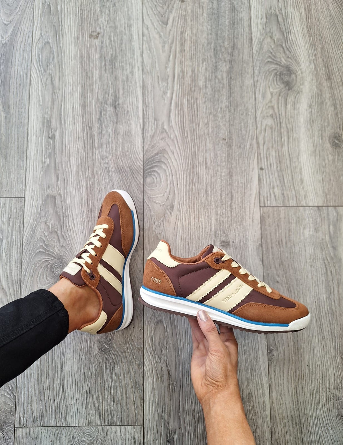 Teddy Smith - 120320 Brown and Cream Retro Trainer