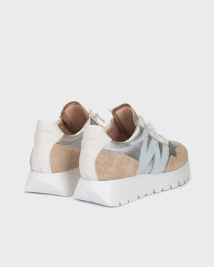 Wonders - A-24101 Beige and Silver Slip On Trainer