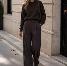 Anna - Brown Wide Leg Trousers