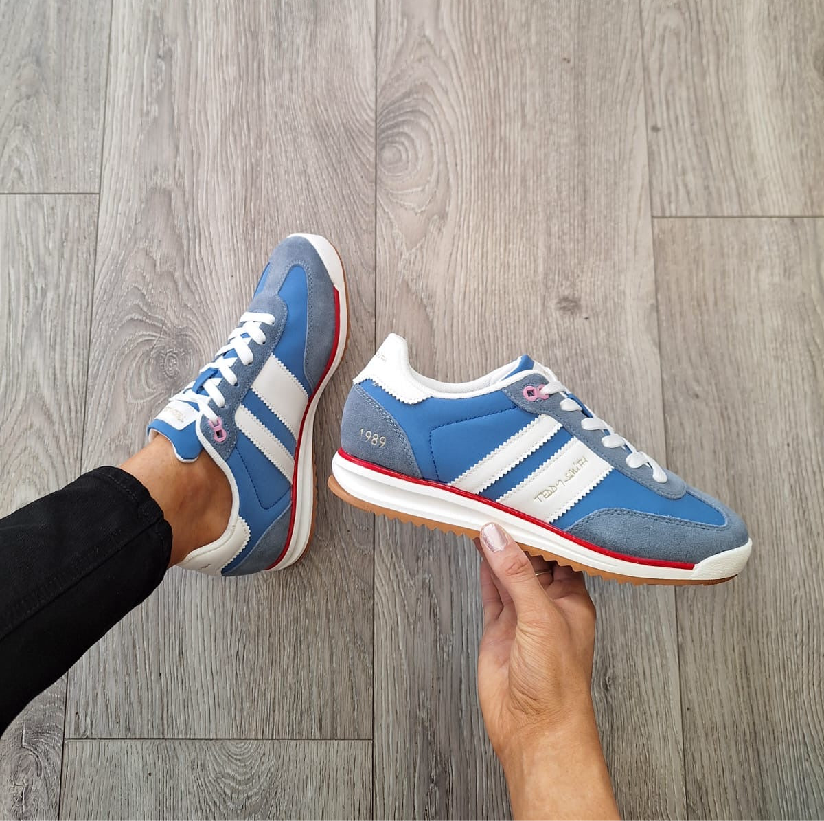 Teddy Smith - 120320 Blue and White Retro Trainer