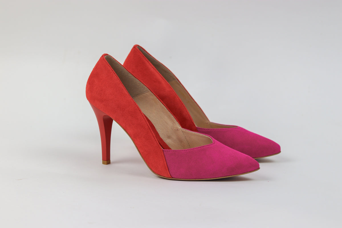 Rachels -Z6895 Pink and Orange V Court Shoe