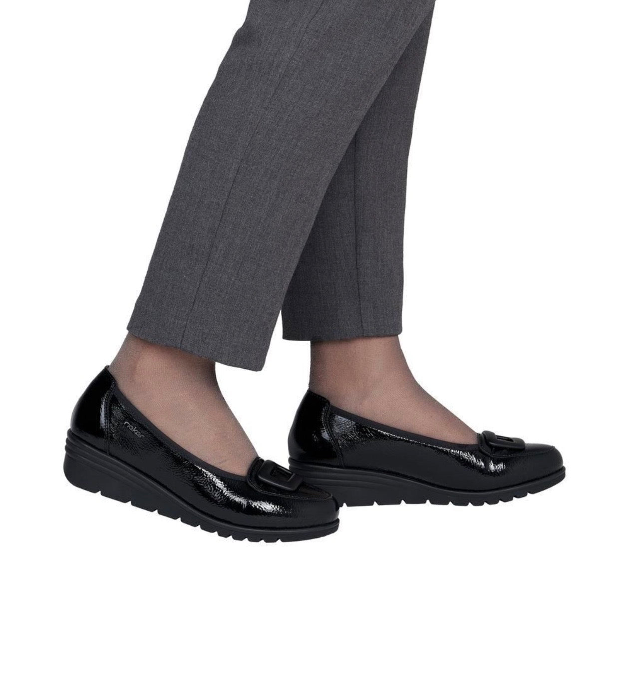 Rieker - L5362 Black Patent Wedge Loafer