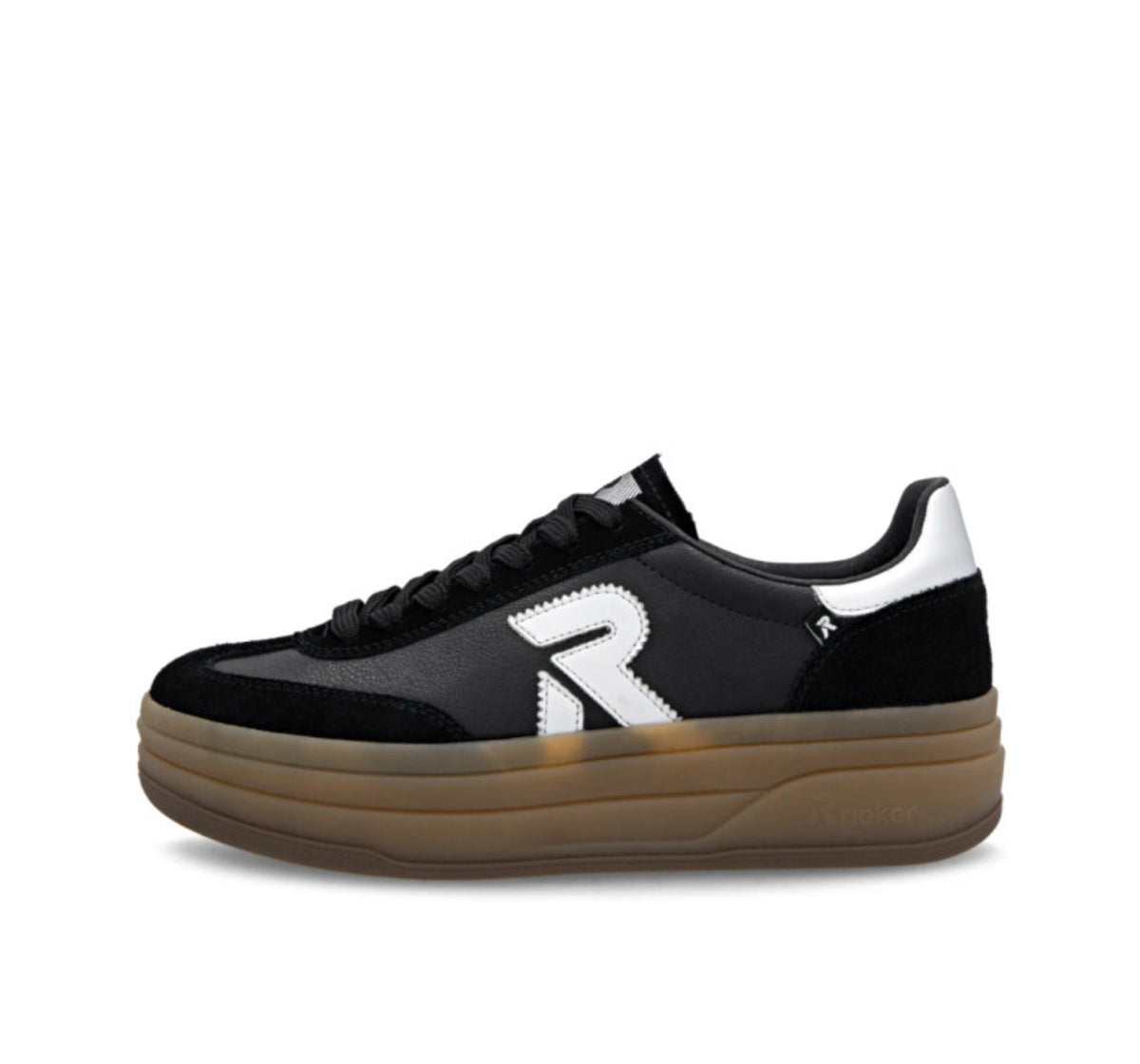 Rieker - W3700 Black and Silver Platform Trainer