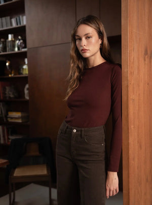 Anna - Burgundy Long Sleeve T-Shirt