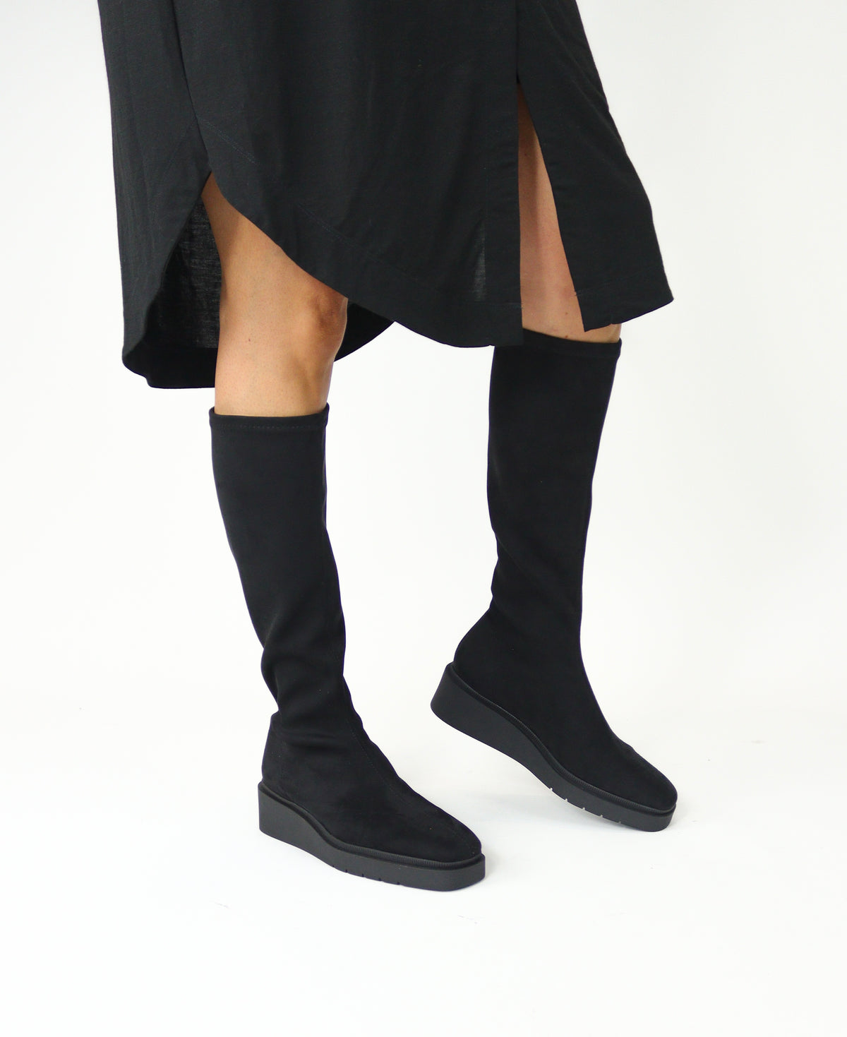 Miss Elastic - 77360 Black Flatform Sock Boot