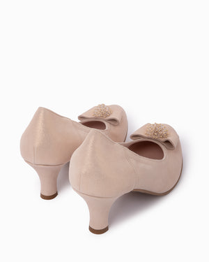 Le Babe - 3047 Blush Pink Court Shoe with a Kitten Heel