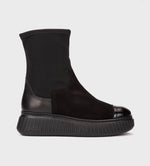Wonders - A-5207 Black Flatform Ankle Boot