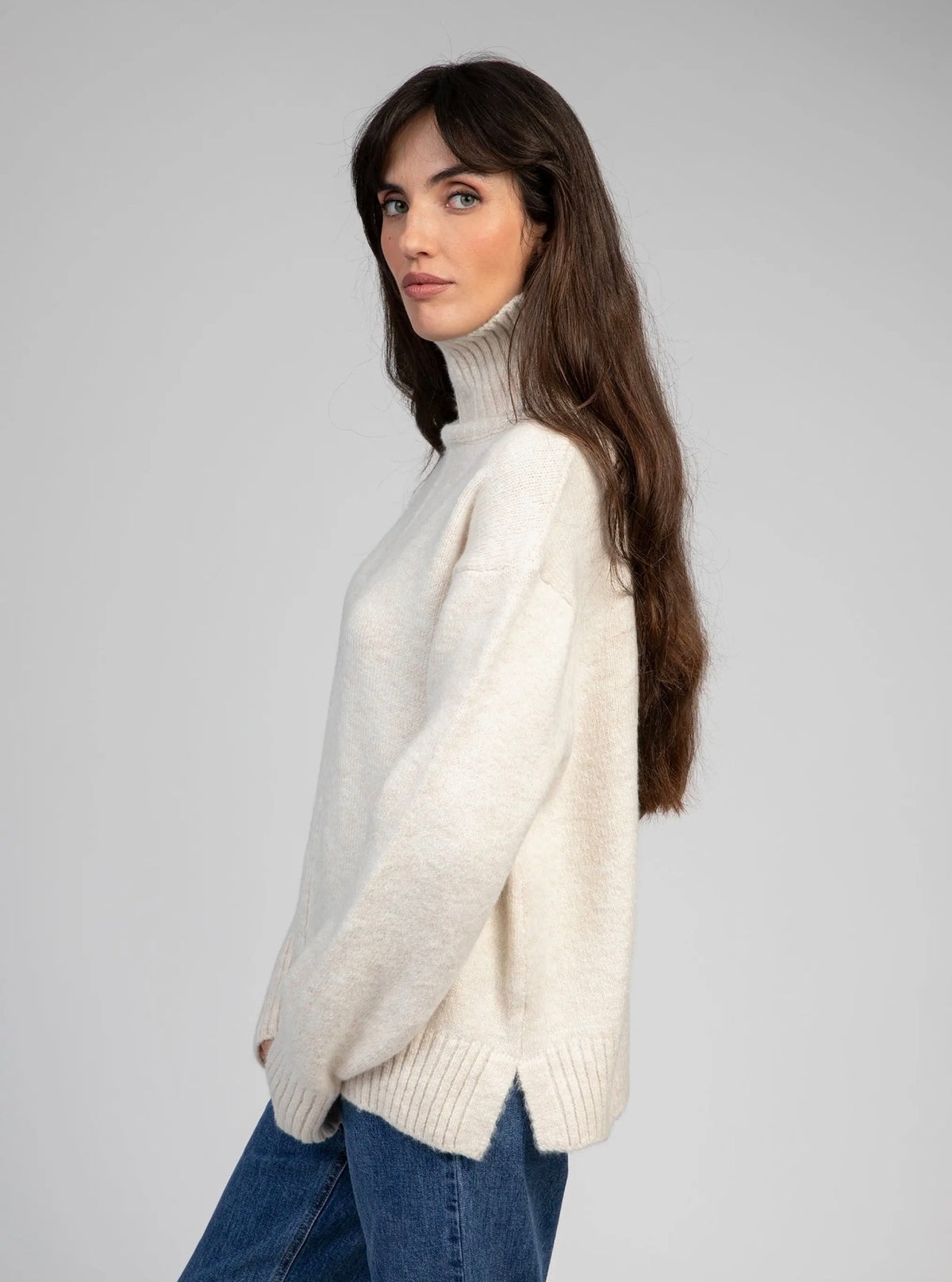 Anna - Cream Turtle Neck Jumper