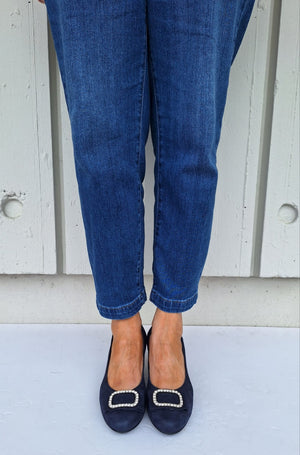 Le Babe - 3037S3 Navy Diamonte Kitten Heel Court