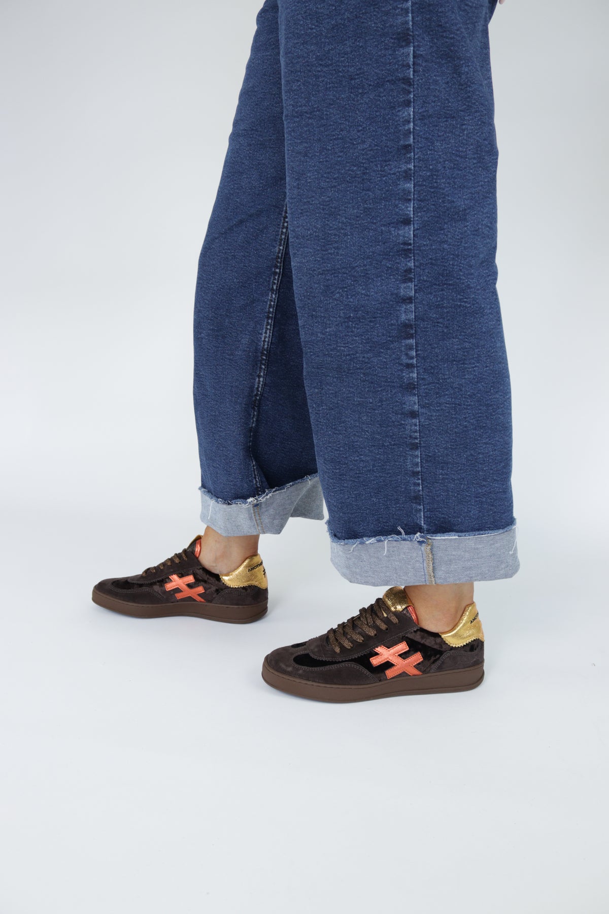 Another Trend - A032 Brown and Orange Suede Trainer